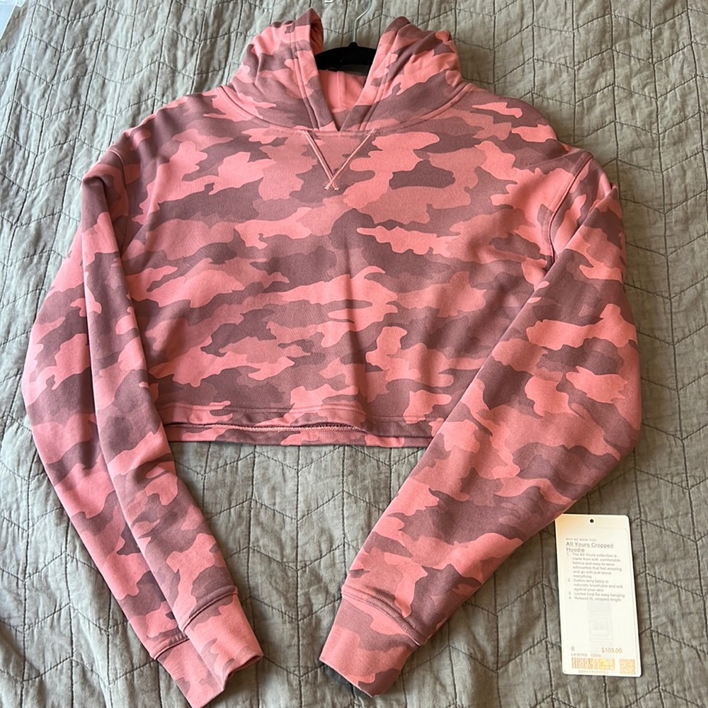 Lululemon All Yours Cropped Hoodie CBRR Camo Briar Rose Size 8